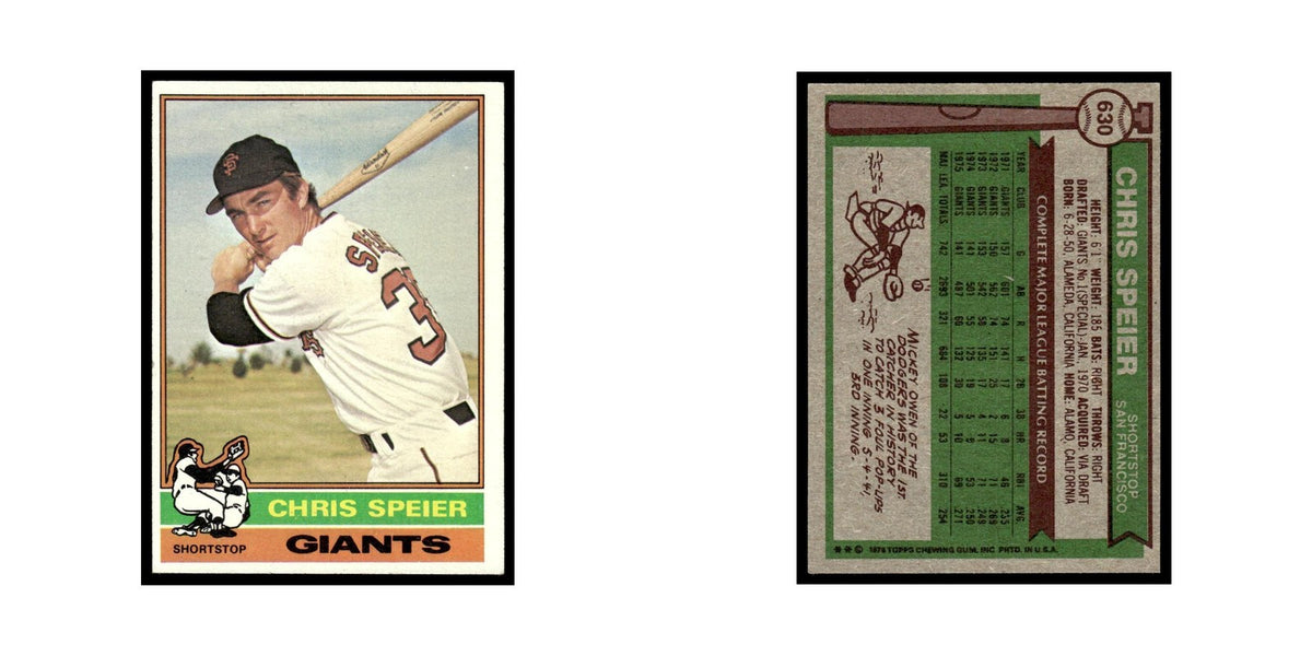 Chris Speier 1976 Topps #630 San Francisco Giants Baseball Card EX