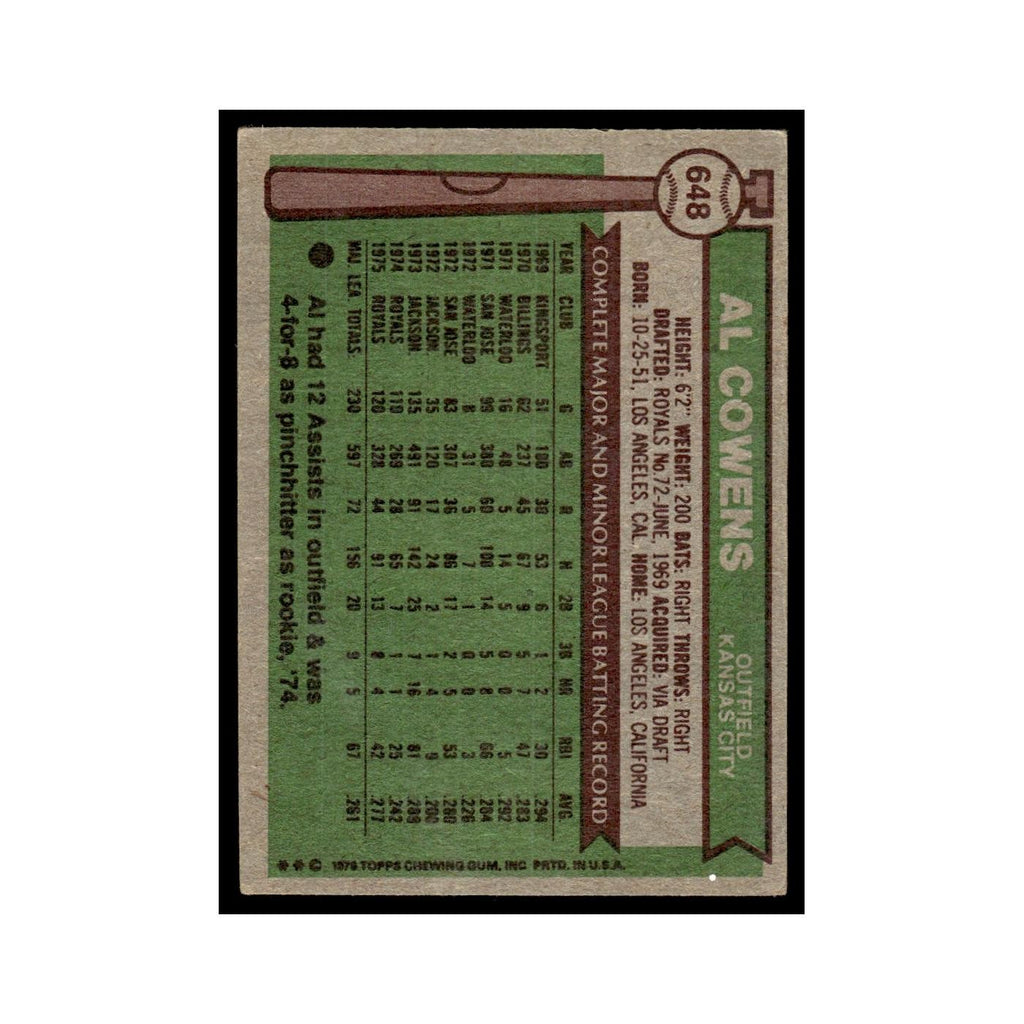 Al Cowens 1976 Topps #648 Kansas City Royals Baseball Card EX