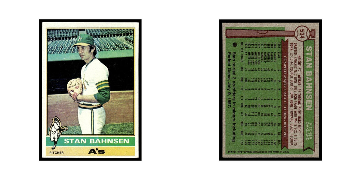 Stan Bahnsen 1976 Topps #534 Oakland Athletics Baseball Card EX