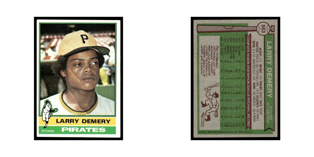 Larry Demery 1976 Topps #563 Pittsburgh Pirates Baseball Card EX