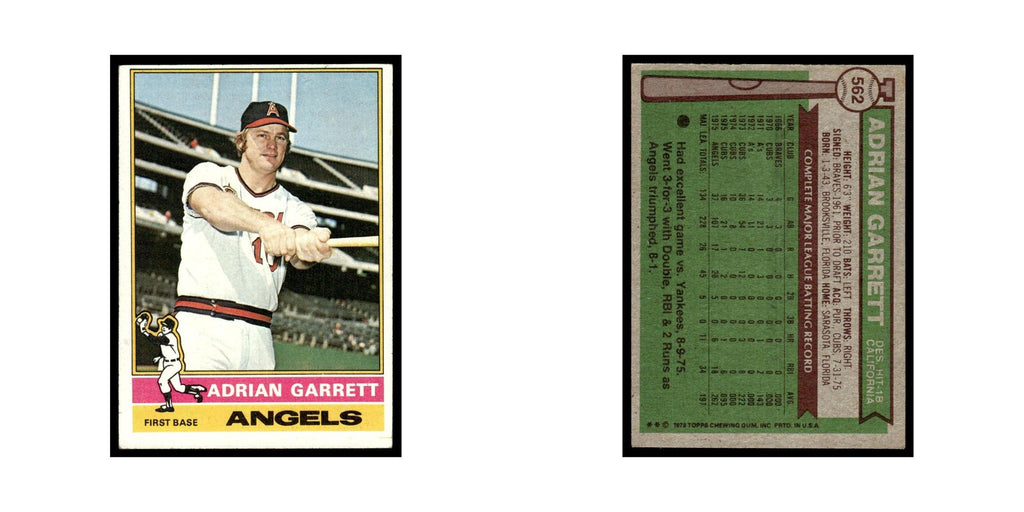 Adrian Garrett 1976 Topps #562 California Angels Baseball Card EX