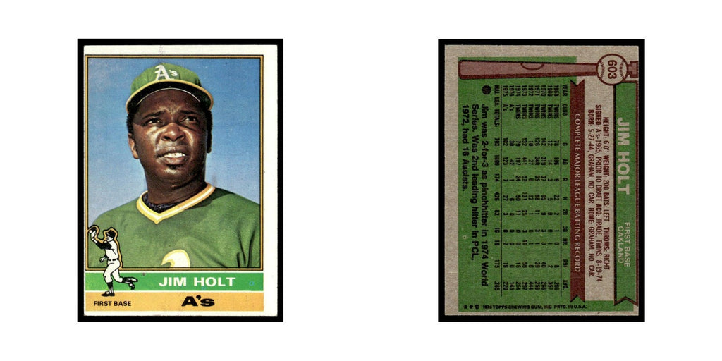 Jim Holt 1976 Topps #603 Oakland Athletics Baseball Card EX