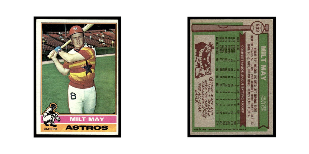 Milt May 1976 Topps #532 Houston Astros Baseball Card EX
