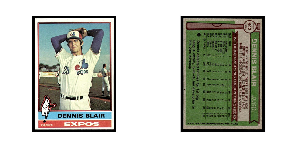Dennis Blair 1976 Topps #642 Montreal Expos Baseball Card EX