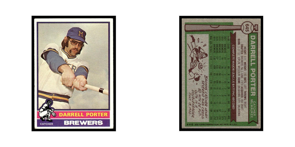 Darrell Porter 1976 Topps #645 Milwaukee Brewers Baseball Card EX