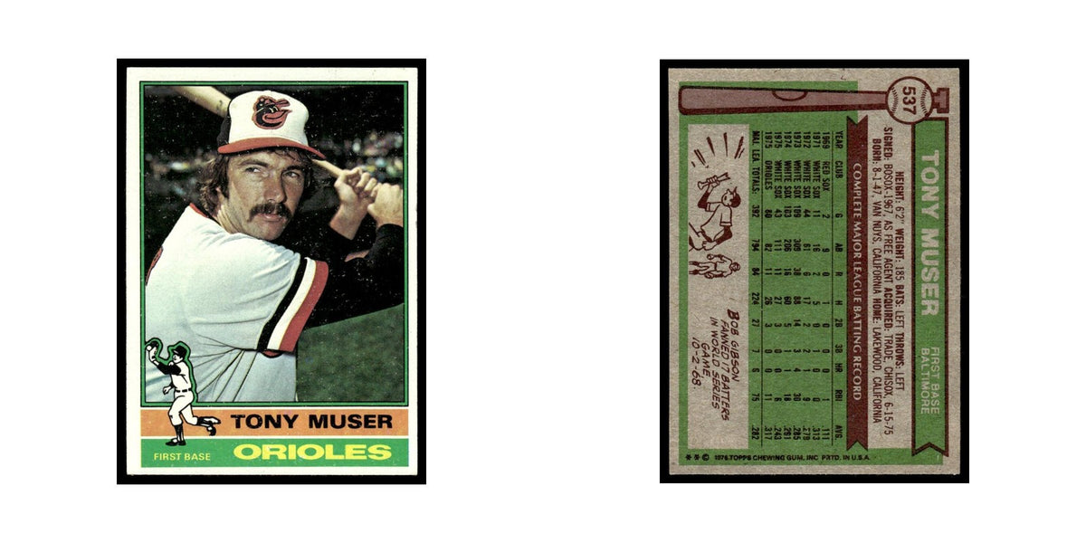 Tony Muser 1976 Topps #537 Baltimore Orioles Baseball Card EX