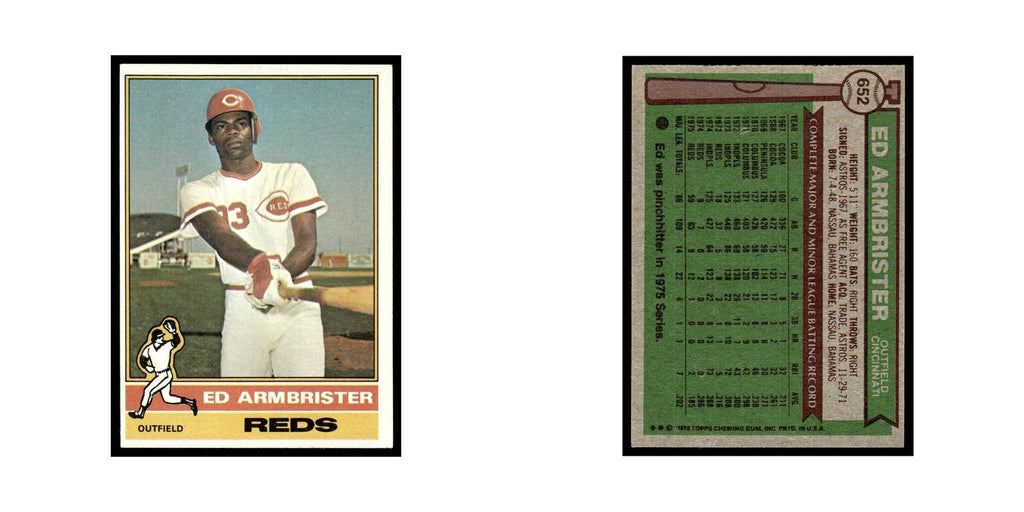 Ed Armbrister 1976 Topps #652 Cincinnati Reds Baseball Card EX
