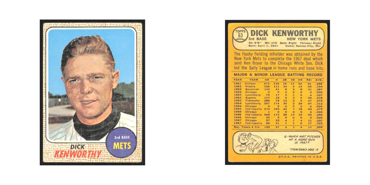 1968 Topps Dick Kenworthy Mets #63