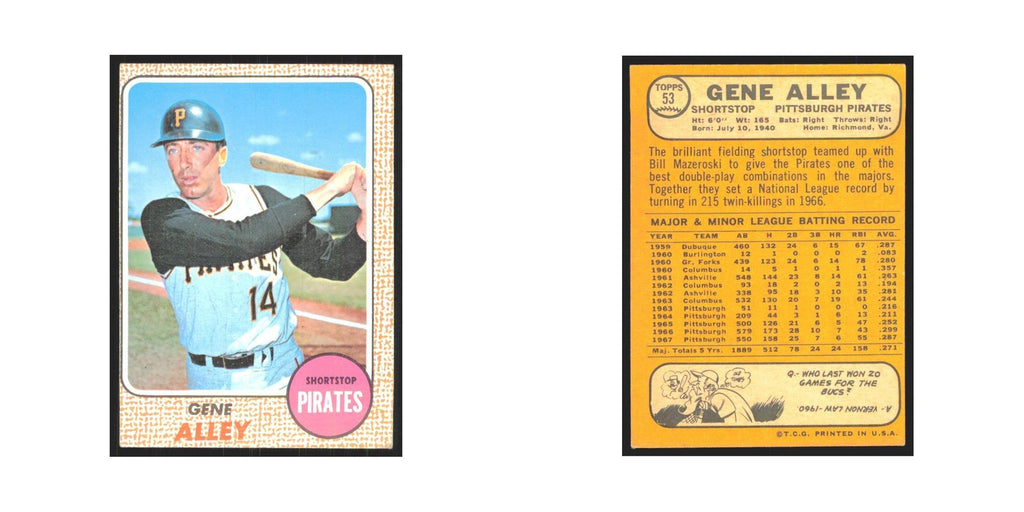 1968 Topps Gene Alley Pirates #53