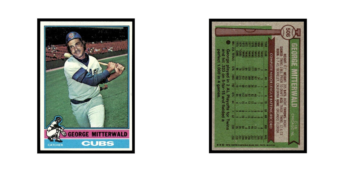 George Mitterwald 1976 Topps #506 Chicago Cubs Baseball Card EX