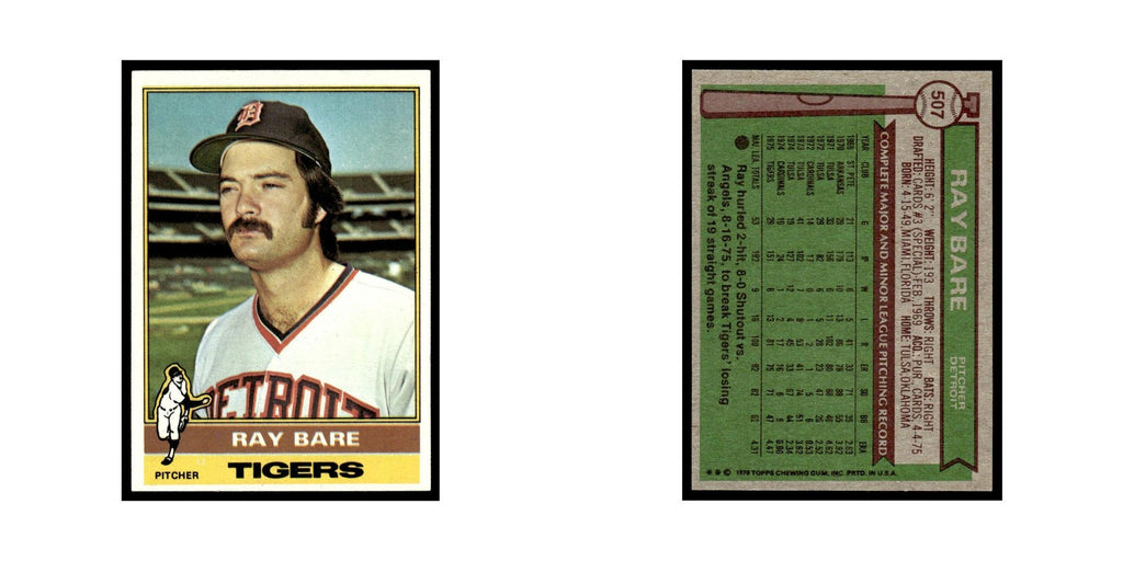 Ray Bare Rookie 1976 Topps #507 Detroit Tigers Baseball Card EX