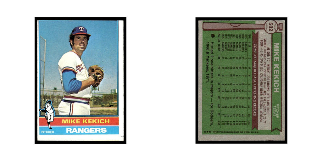 Mike Kekich 1976 Topps #582 Texas Rangers Baseball Card EX