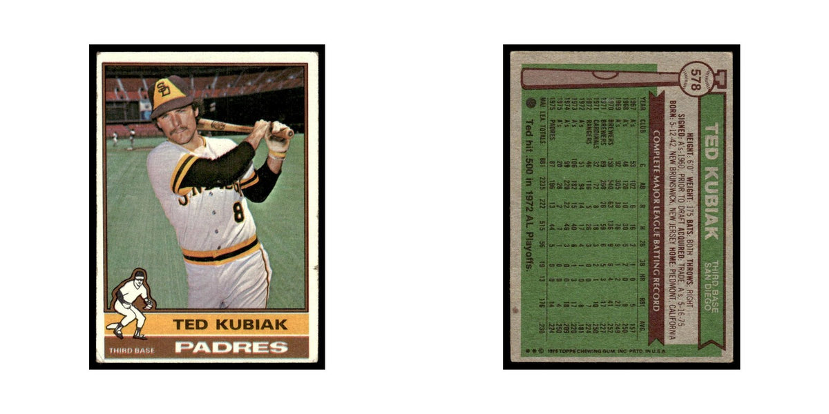 Ted Kubiak 1976 Topps #578 San Diego Padres Baseball Card EX