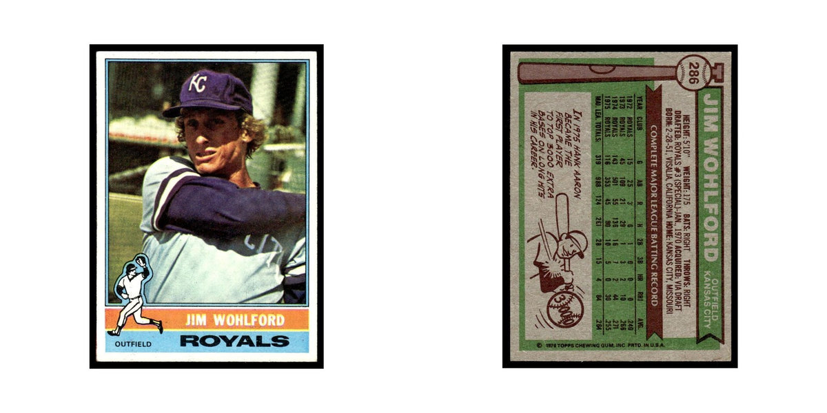 Jim Wohlford 1976 Topps #286 Kansas City Royals Baseball Card EX
