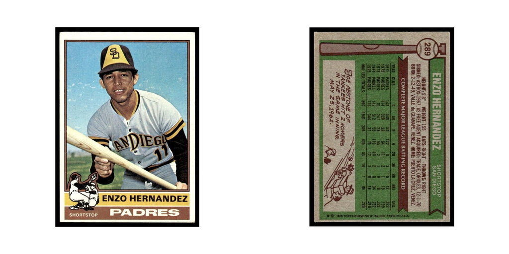 Enzo Hernandez 1976 Topps #289 San Diego Padres Baseball Card EX