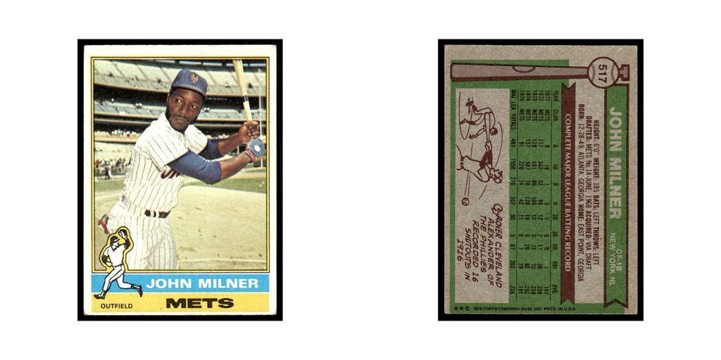 John Milner 1976 Topps #517 New York Mets Baseball Card EX