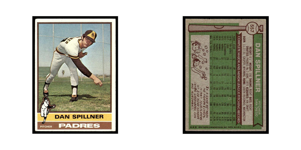 Dan Spillner 1976 Topps #557 San Diego Padres Baseball Card EX