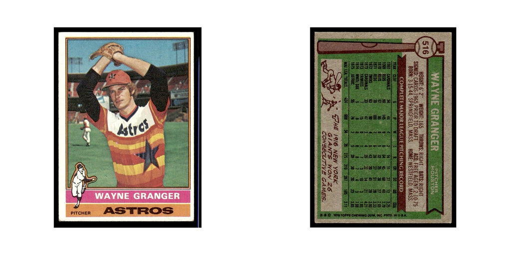 Wayne Granger 1976 Topps #516 Houston Astros Baseball Card EX