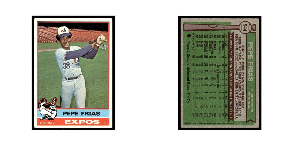 Pepe Frias 1976 Topps #544 Montreal Expos Baseball Card EX
