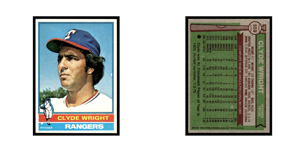 Clyde Wright 1976 Topps #559 Texas Rangers Baseball Card EX