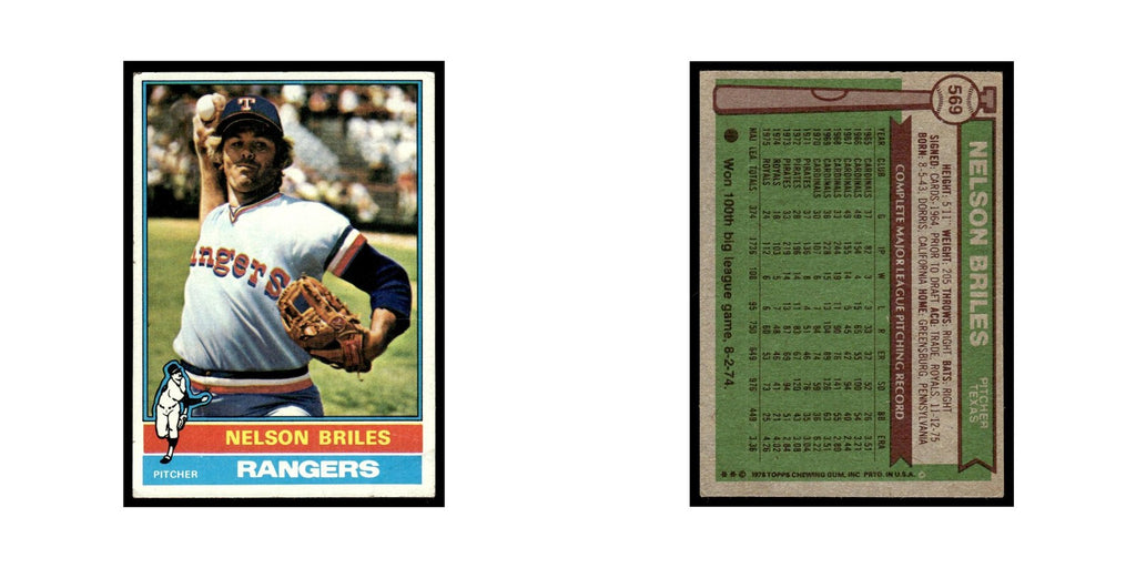 Nelson Briles 1976 Topps #569 Texas Rangers Baseball Card EX
