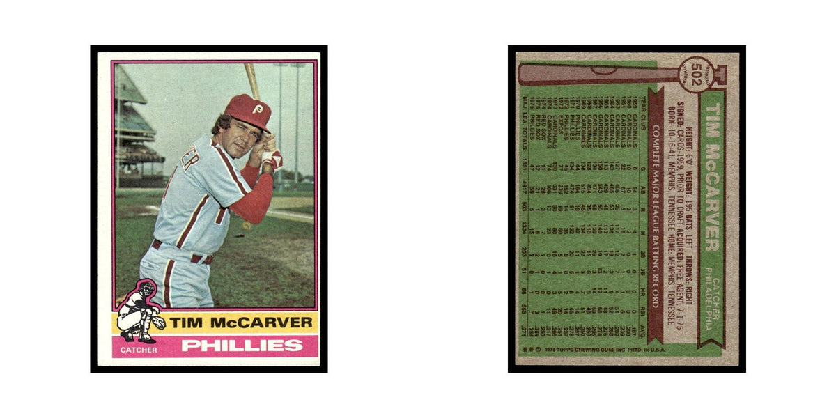 Tim McCarver 1976 Topps #502 Philadelphia Phillies Baseball Card EX
