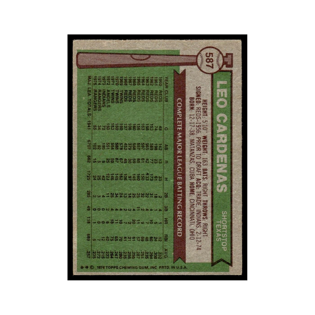 Leo Cardenas 1976 Topps #587 Texas Rangers Baseball Card EX
