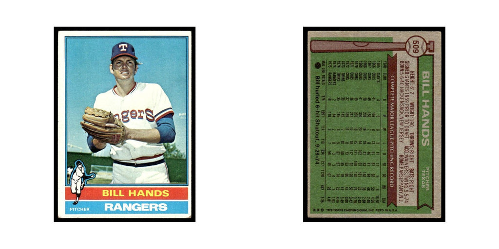 Bill Hands 1976 Topps #509 Texas Rangers Baseball Card EX