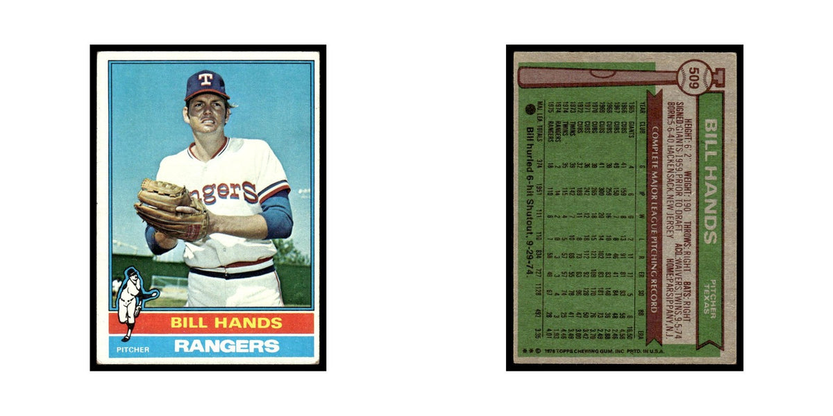 Bill Hands 1976 Topps #509 Texas Rangers Baseball Card EX