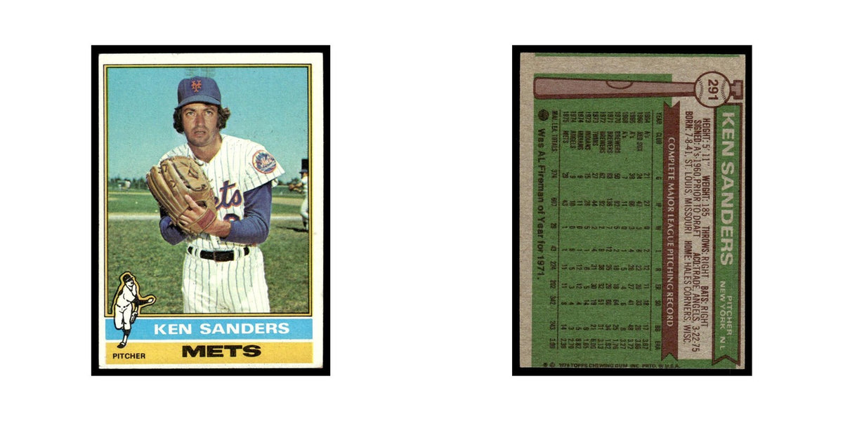 Ken Sanders 1976 Topps #291 New York Mets Baseball Card EX