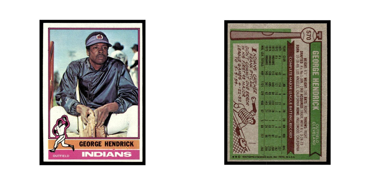 George Hendrick 1976 Topps #570 Cleveland Indians Baseball Card EX