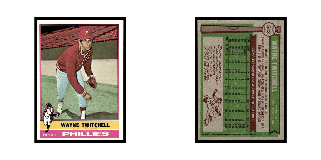 Wayne Twitchell 1976 Topps #543 Philadelphia Phillies Baseball Card EX