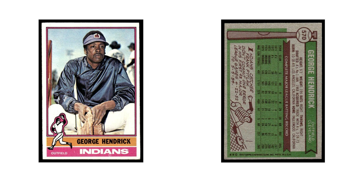 George Hendrick 1976 Topps #570 Cleveland Indians Baseball Card EX
