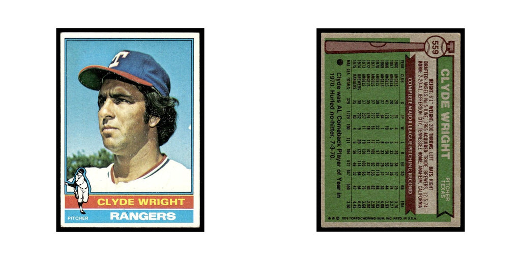 Clyde Wright 1976 Topps #559 Texas Rangers Baseball Card EX