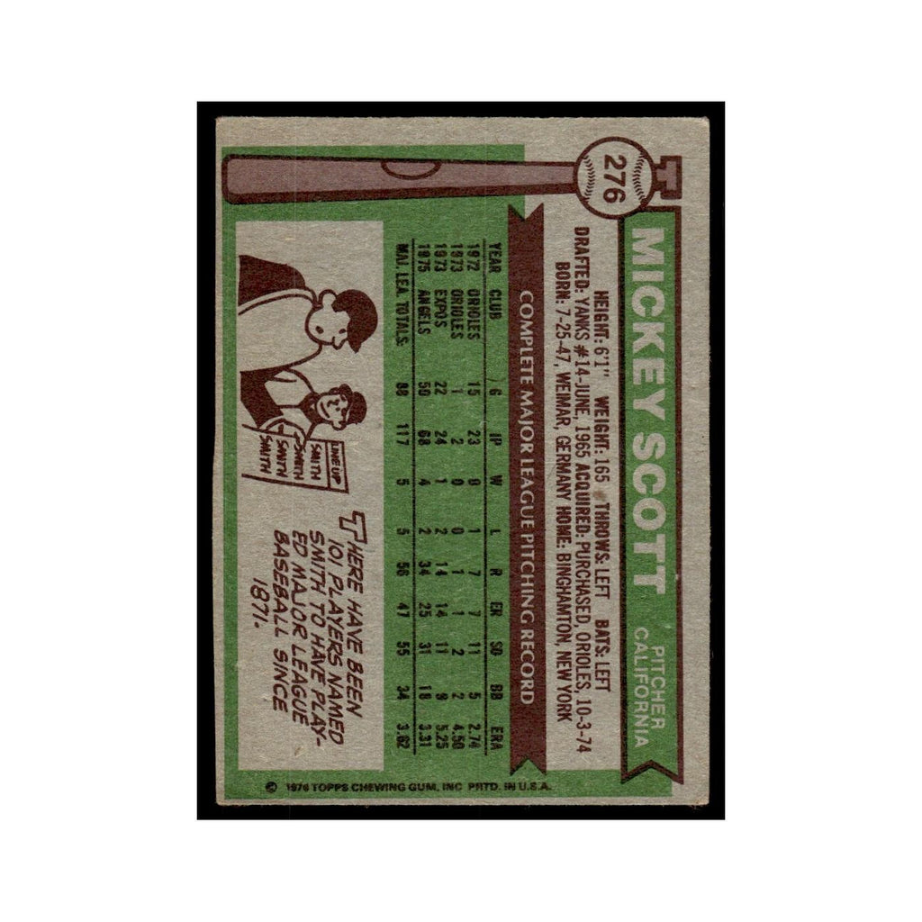 Mickey Scott 1976 Topps #276 California Angels Baseball Card EX