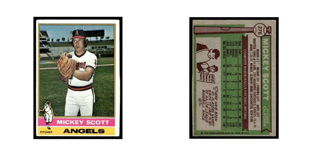Mickey Scott 1976 Topps #276 California Angels Baseball Card EX