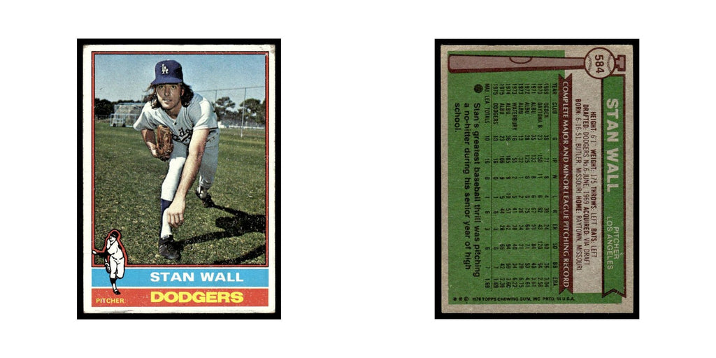 Stan Wall Rookie 1976 Topps #584 Los Angeles Dodgers Baseball Card EX