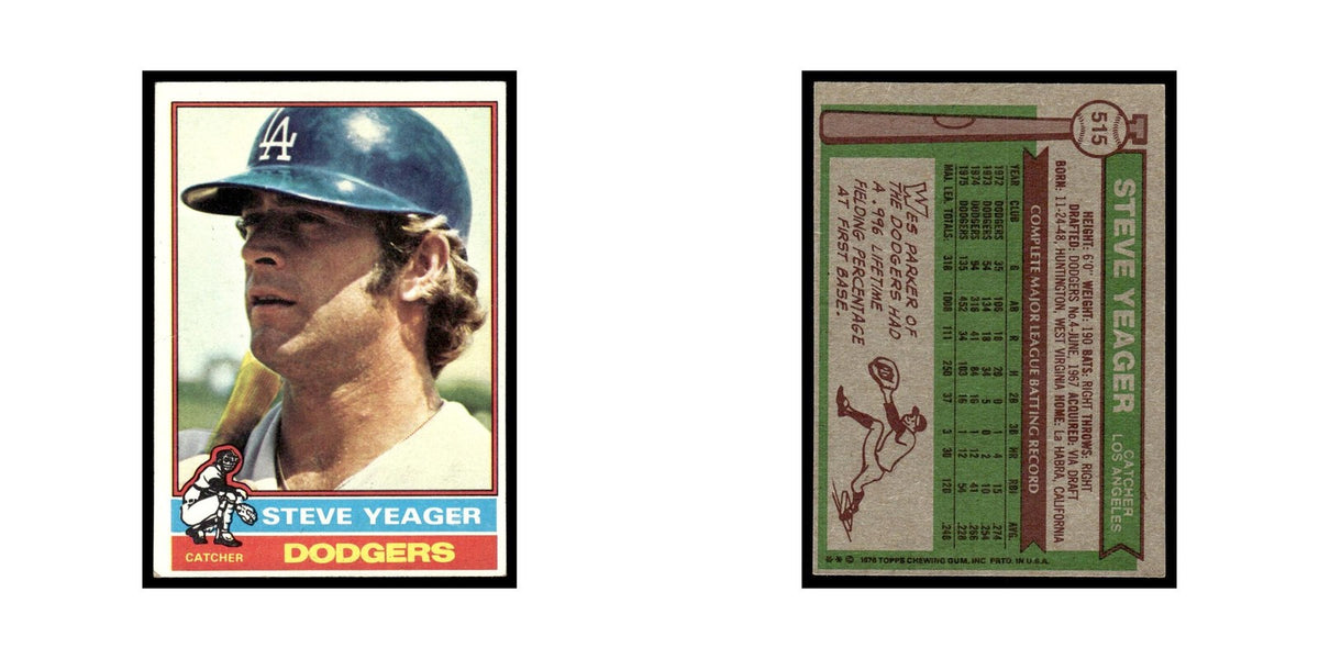 Steve Yeager 1976 Topps #515 Los Angeles Dodgers Baseball Card EX