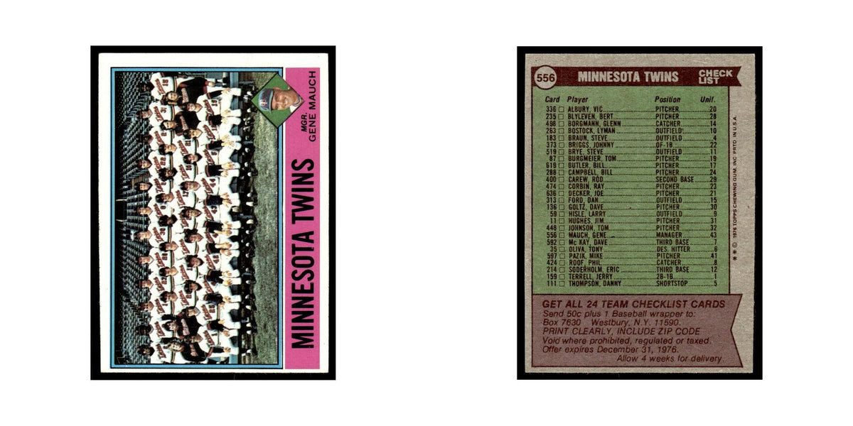 Minnesota Twins - Gene Mauch 1976 Topps #556 Baseball Card EX