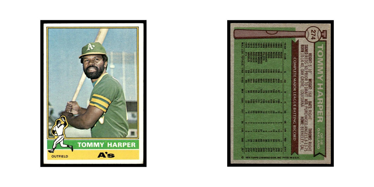 Tommy Harper 1976 Topps #274 Oakland Athletics Baseball Card EX