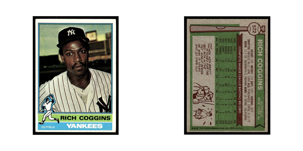 Rich Coggins 1976 Topps #572 New York Yankees Baseball Card EX