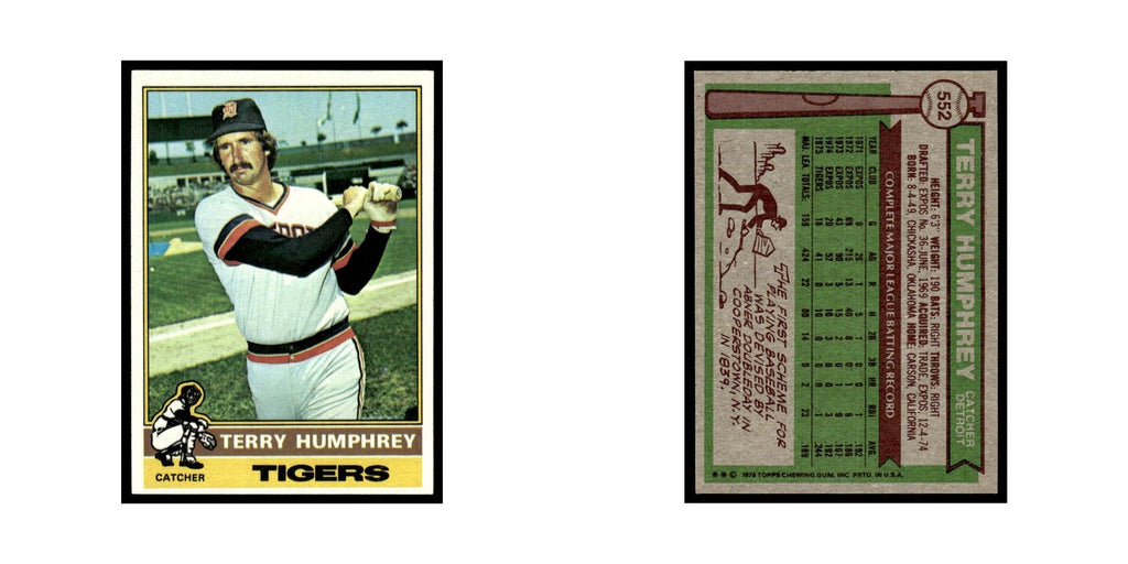 Terry Humphrey 1976 Topps #552 Detroit Tigers Baseball Card EX