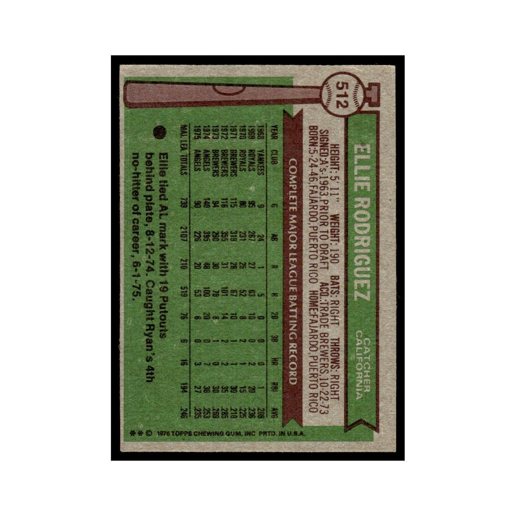 Ellie Rodriguez 1976 Topps #512 California Angels Baseball Card EX