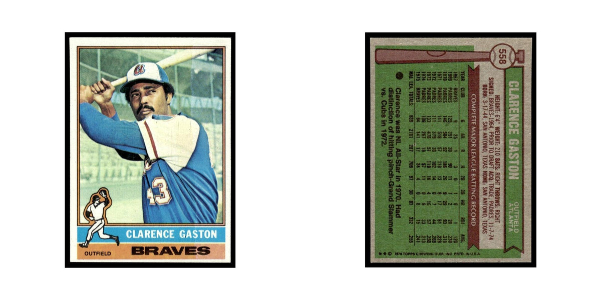 Clarence Gaston 1976 Topps #558 Atlanta Braves Baseball Card EX
