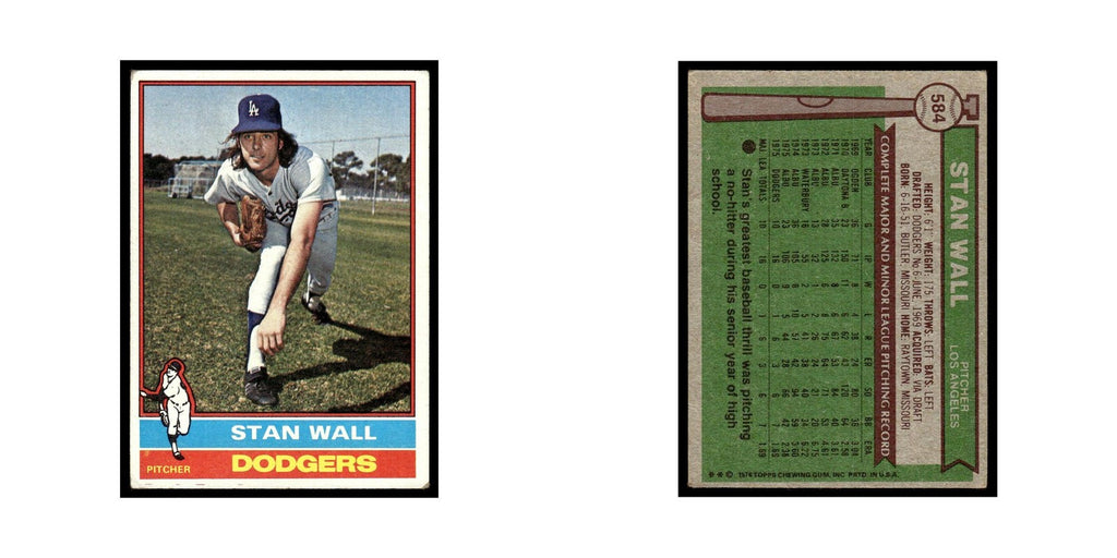 Stan Wall Rookie 1976 Topps #584 Los Angeles Dodgers Baseball Card EX