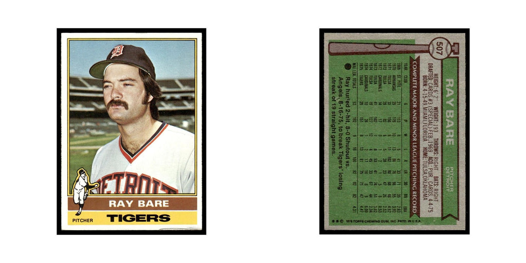 Ray Bare Rookie 1976 Topps #507 Detroit Tigers Baseball Card EX