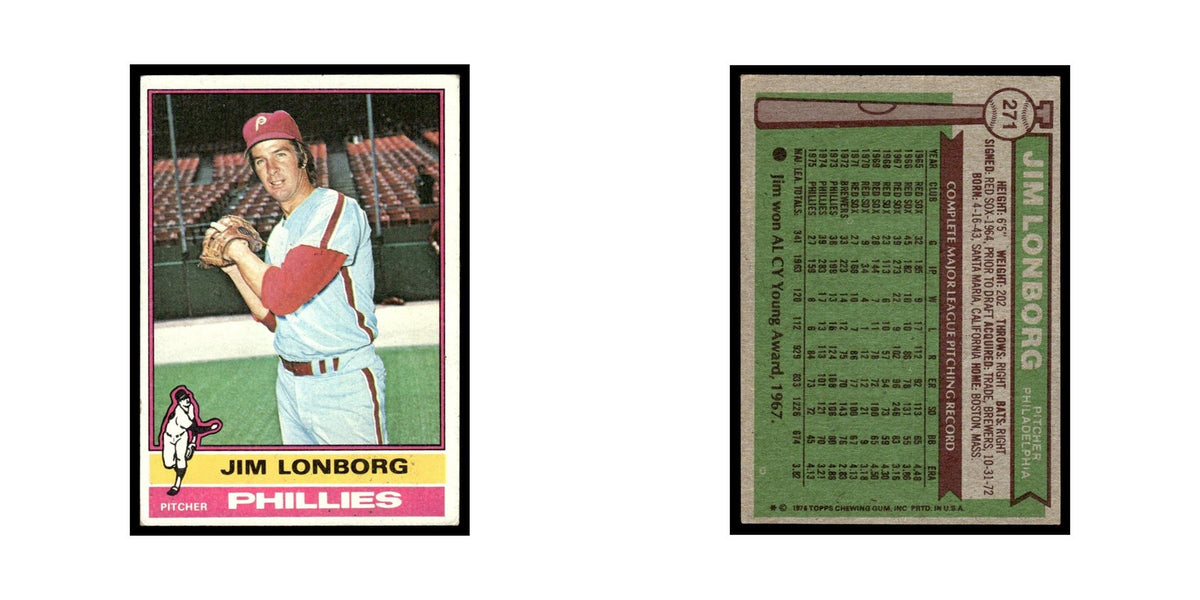 Jim Lonborg 1976 Topps #271 Philadelphia Phillies Baseball Card EX
