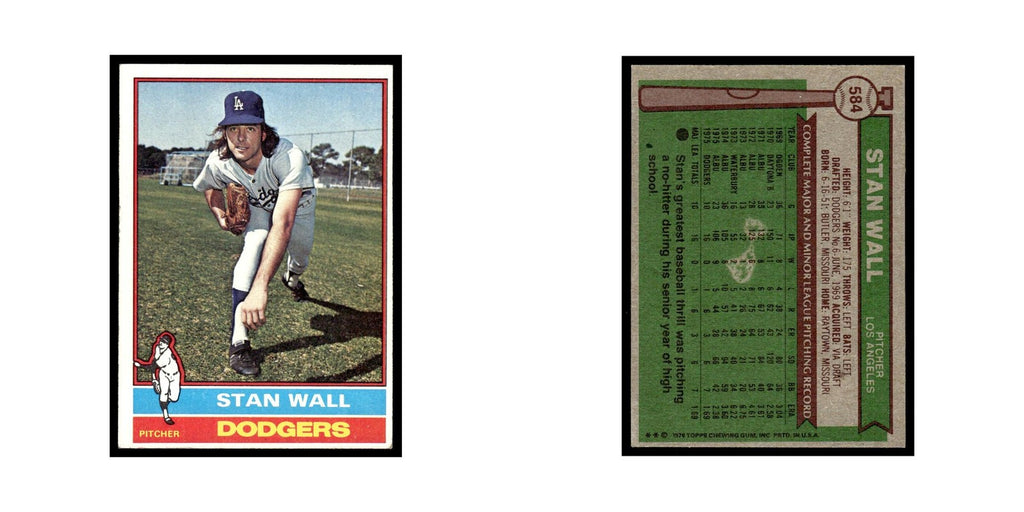 Stan Wall Rookie 1976 Topps #584 Los Angeles Dodgers Baseball Card EX