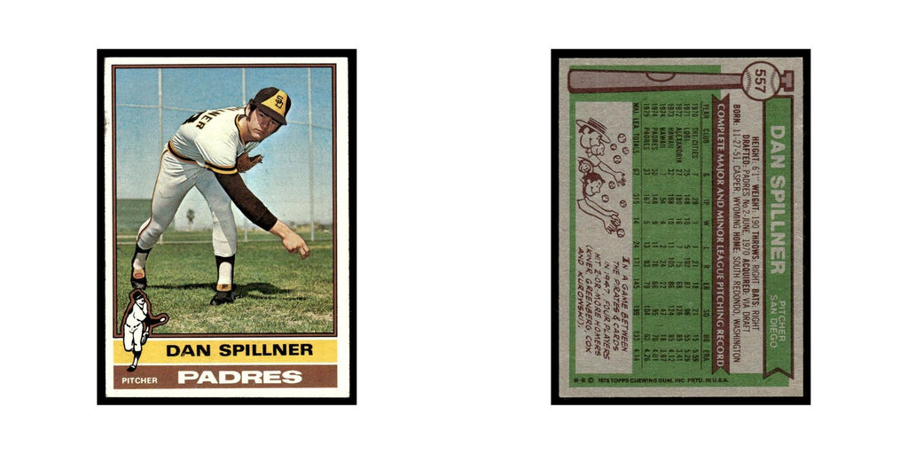 Dan Spillner 1976 Topps #557 San Diego Padres Baseball Card EX