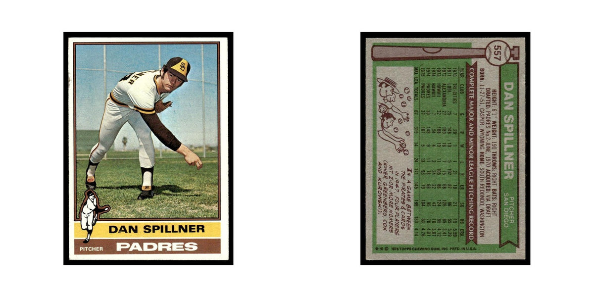 Dan Spillner 1976 Topps #557 San Diego Padres Baseball Card EX